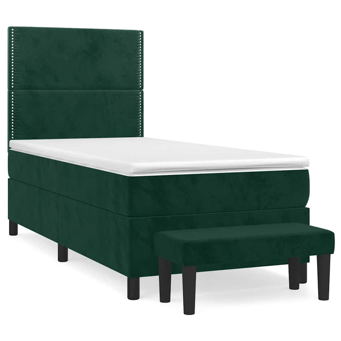 Pat box spring cu saltea, verde închis, 90x200 cm, catifea - WALTI WALTI