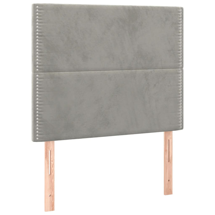 Pat box spring cu saltea, gri deschis, 100x200 cm, catifea - WALTI WALTI