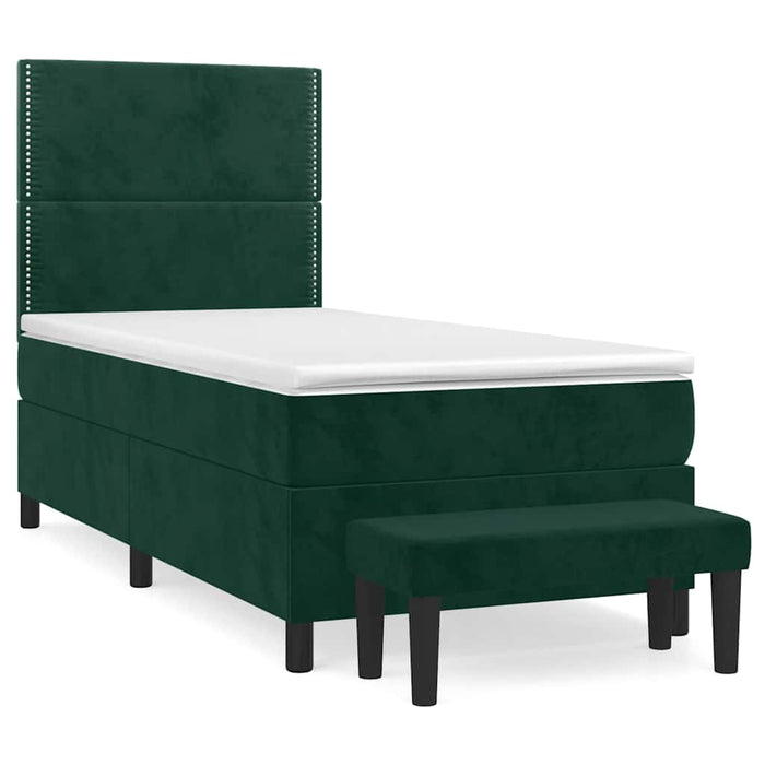 Pat box spring cu saltea, verde închis, 100x200 cm, catifea - WALTI WALTI