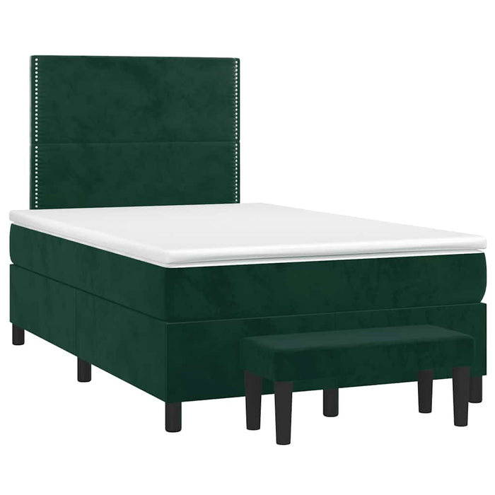 Pat box spring cu saltea, verde închis, 100x200 cm, catifea - WALTI WALTI