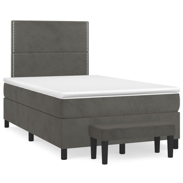 Pat box spring cu saltea, gri închis, 120x200 cm, catifea - WALTI WALTI