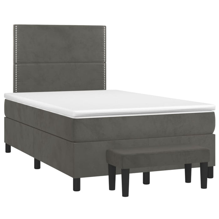 Pat box spring cu saltea, gri închis, 120x200 cm, catifea - WALTI WALTI
