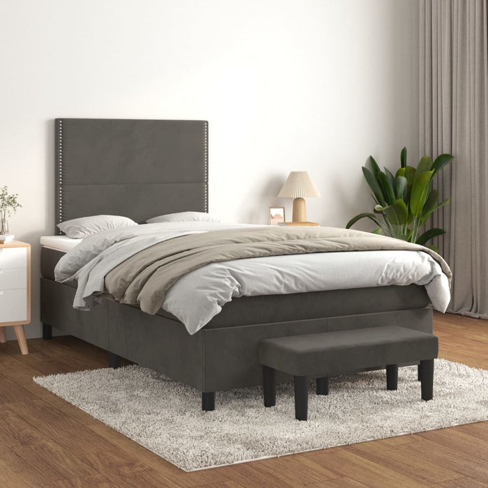 Pat box spring cu saltea, gri închis, 120x200 cm, catifea - WALTI WALTI