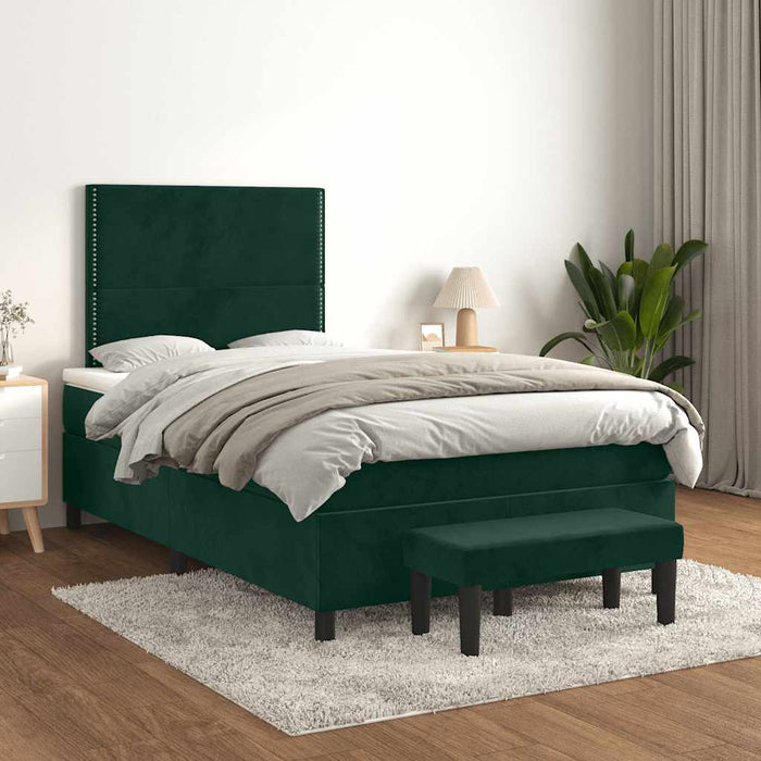 Pat box spring cu saltea, verde închis, 120x200 cm, catifea - WALTI WALTI