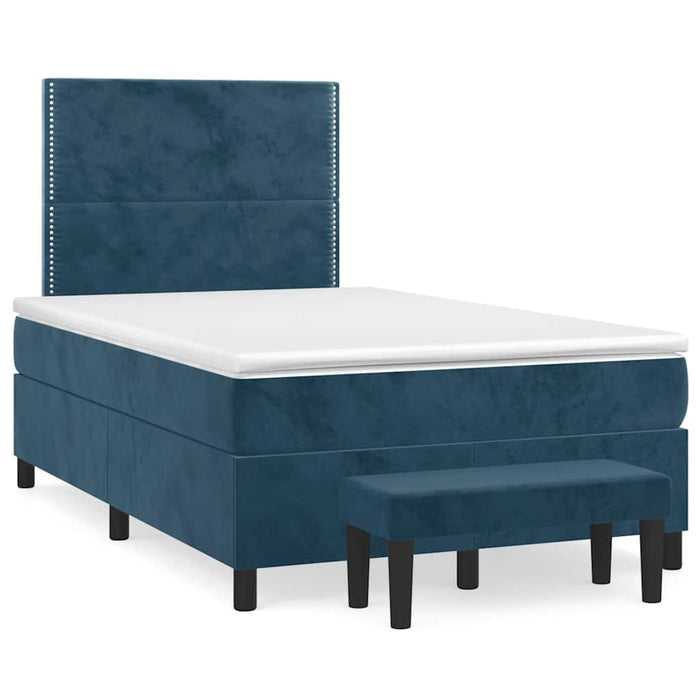 Pat box spring cu saltea, albastru închis, 120x200 cm, catifea - WALTI WALTI