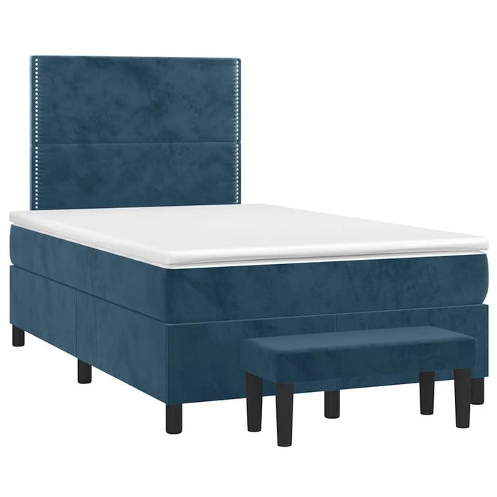 Pat box spring cu saltea, albastru închis, 120x200 cm, catifea - WALTI WALTI