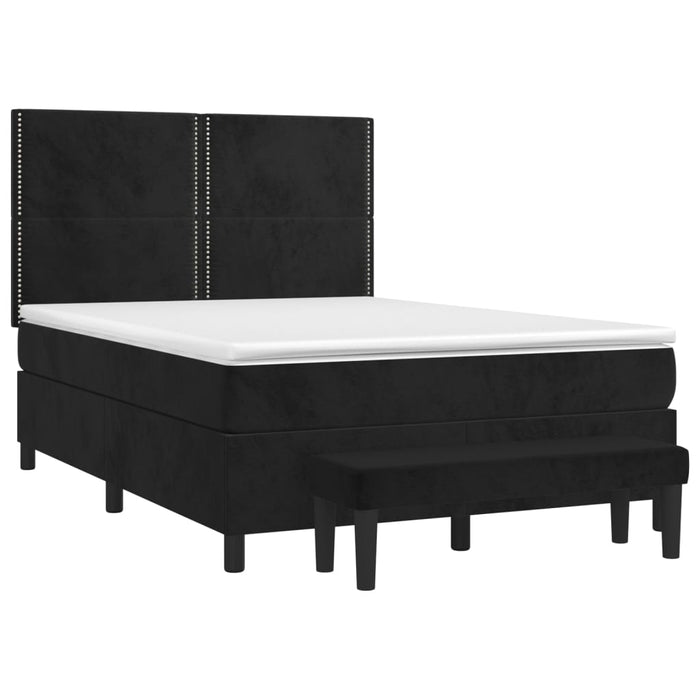 Pat box spring cu saltea, negru, 140x190 cm, catifea - WALTI WALTI