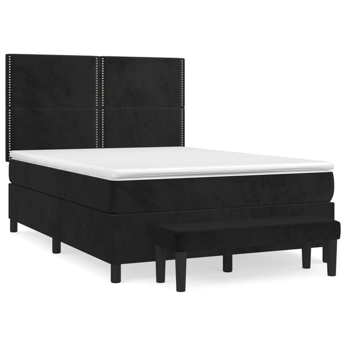 Pat box spring cu saltea, negru, 140x200 cm, catifea - WALTI WALTI