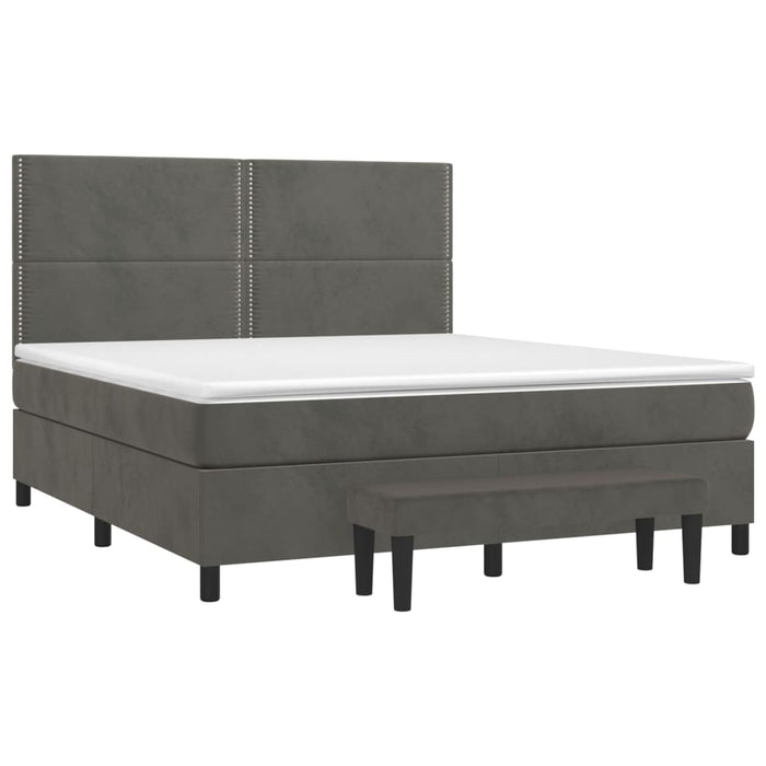 Pat box spring cu saltea, gri închis, 160x200 cm, catifea - WALTI WALTI