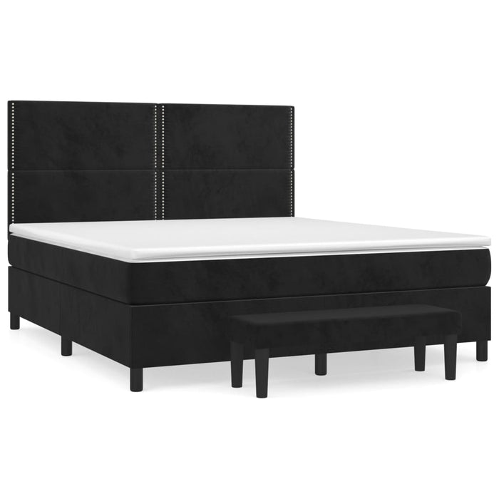 Pat box spring cu saltea, negru, 160x200 cm, catifea - WALTI WALTI