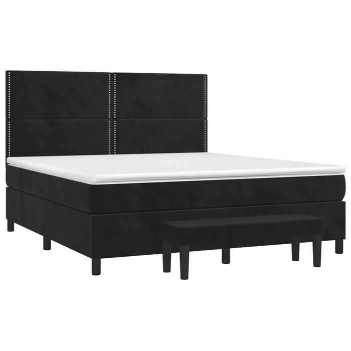 Pat box spring cu saltea, negru, 160x200 cm, catifea - WALTI WALTI