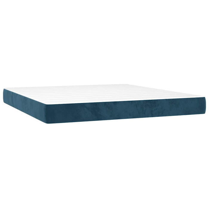 Pat box spring cu saltea, albastru închis, 160x200 cm, catifea - WALTI WALTI