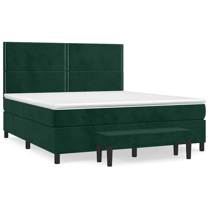 Pat box spring cu saltea, verde închis, 180x200 cm, catifea - WALTI WALTI
