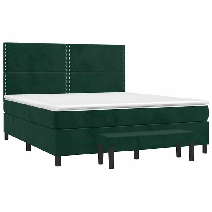 Pat box spring cu saltea, verde închis, 180x200 cm, catifea - WALTI WALTI