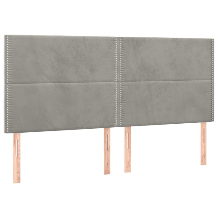Pat box spring cu saltea, gri deschis, 200x200 cm, catifea - WALTI WALTI