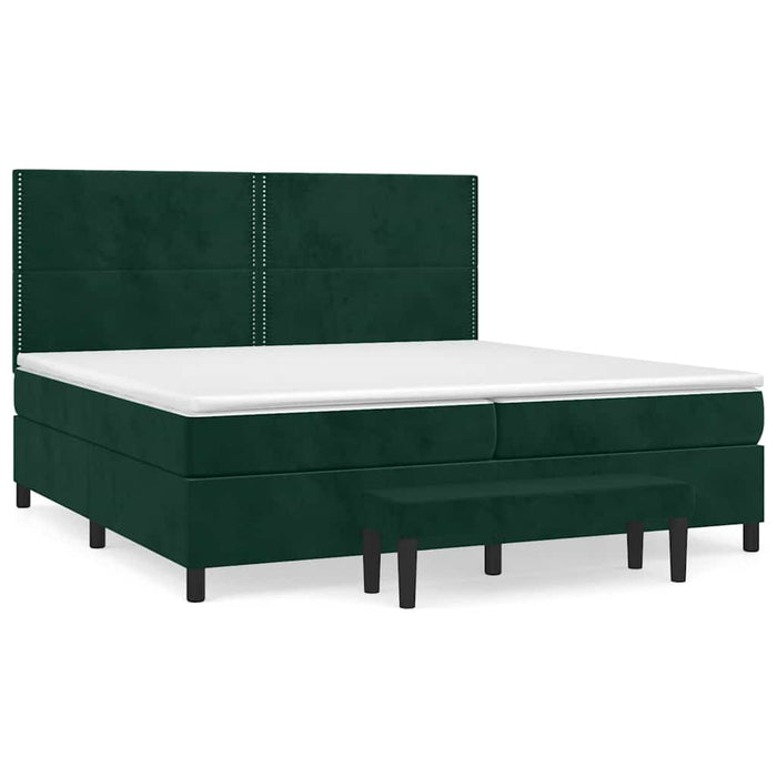 Pat box spring cu saltea, verde închis, 200x200 cm, catifea - WALTI WALTI