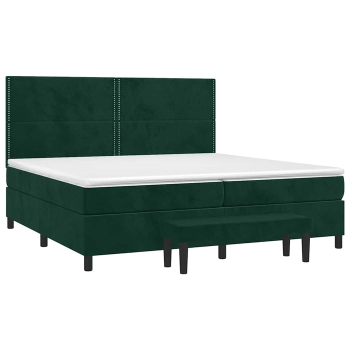Pat box spring cu saltea, verde închis, 200x200 cm, catifea - WALTI WALTI