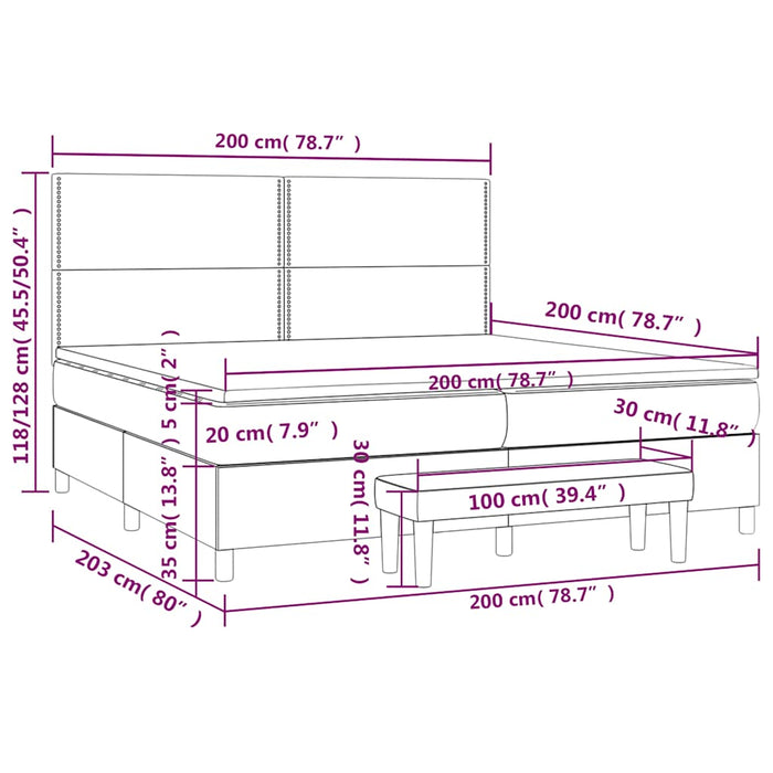 Pat box spring cu saltea, verde închis, 200x200 cm, catifea - WALTI WALTI