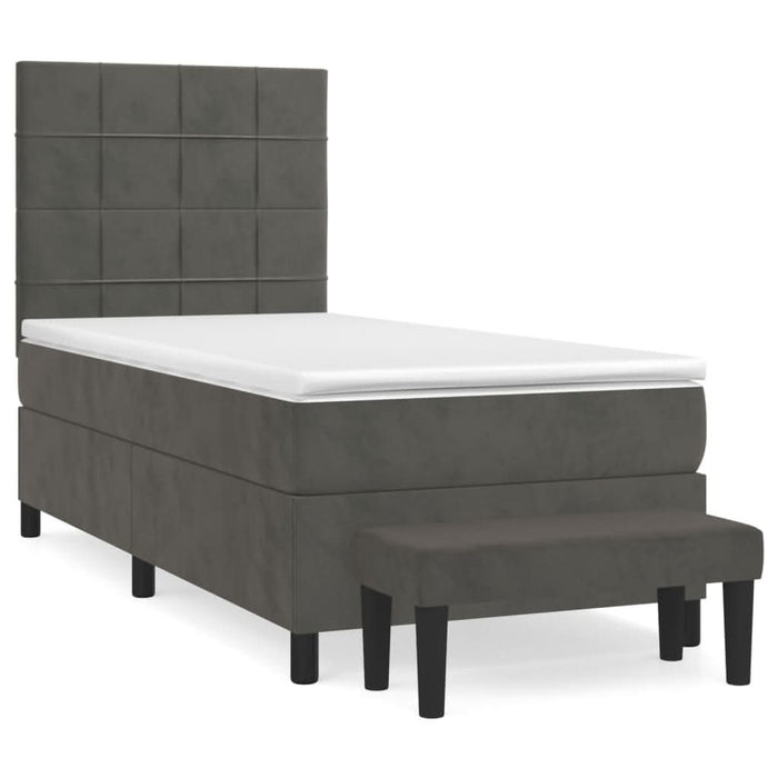 Pat box spring cu saltea, gri închis, 80x200 cm, catifea - WALTI WALTI