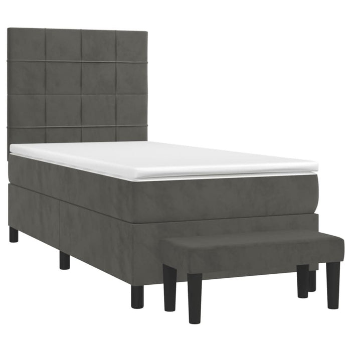 Pat box spring cu saltea, gri închis, 80x200 cm, catifea - WALTI WALTI