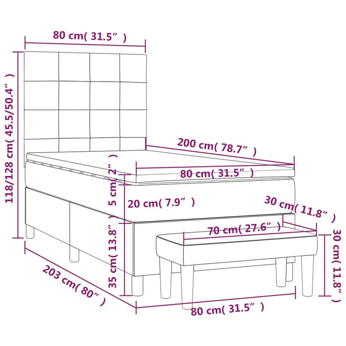 Pat box spring cu saltea, roz, 80x200 cm, catifea - WALTI WALTI