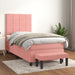 Pat box spring cu saltea, roz, 80x200 cm, catifea - WALTI WALTI