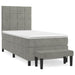 Pat box spring cu saltea, gri deschis, 90x190 cm, catifea - WALTI WALTI