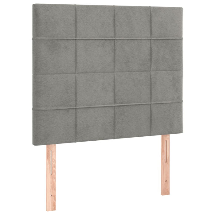 Pat box spring cu saltea, gri deschis, 90x190 cm, catifea - WALTI WALTI