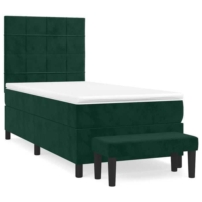 Pat box spring cu saltea, verde închis, 90x190 cm, catifea - WALTI WALTI