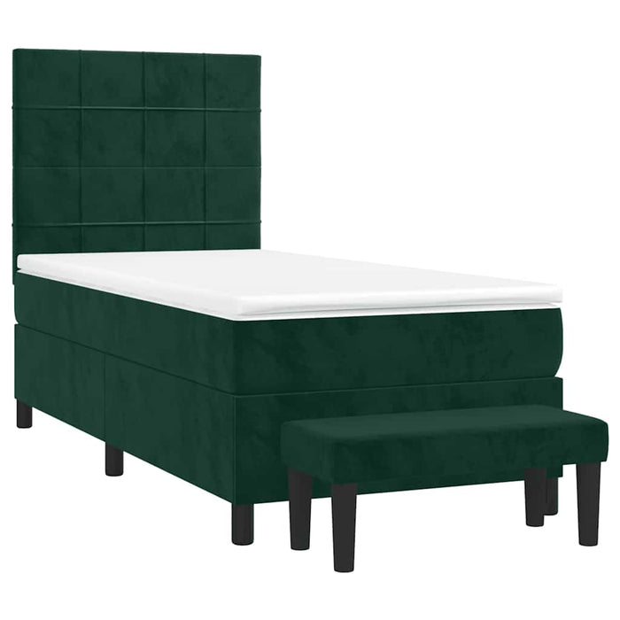 Pat box spring cu saltea, verde închis, 90x190 cm, catifea - WALTI WALTI