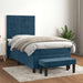 Pat box spring cu saltea, albastru închis, 90x190 cm, catifea - WALTI WALTI