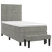 Pat box spring cu saltea, gri deschis, 90x200 cm, catifea - WALTI WALTI