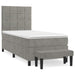 Pat box spring cu saltea, gri deschis, 100x200 cm, catifea - WALTI WALTI