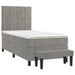 Pat box spring cu saltea, gri deschis, 100x200 cm, catifea - WALTI WALTI