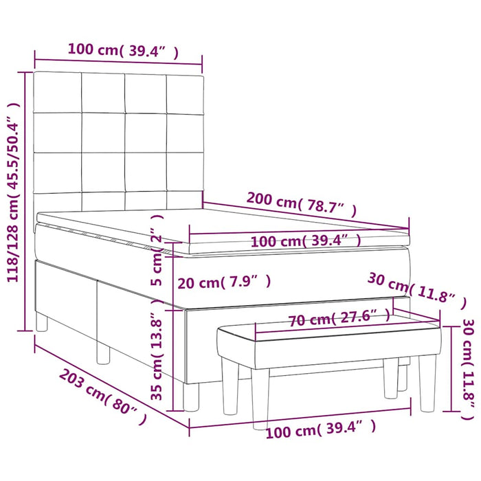 Pat box spring cu saltea, verde închis, 100x200 cm, catifea - WALTI WALTI