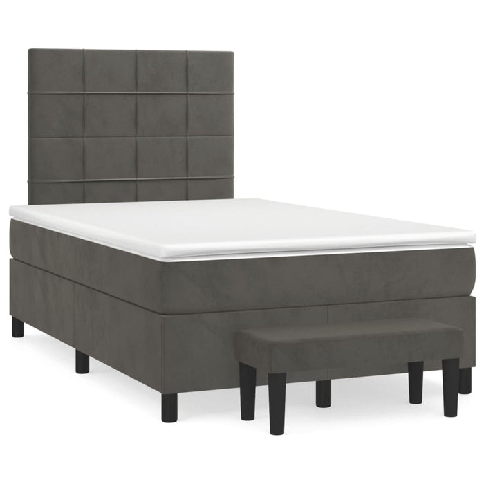 Pat box spring cu saltea, gri închis, 120x200 cm, catifea - WALTI WALTI
