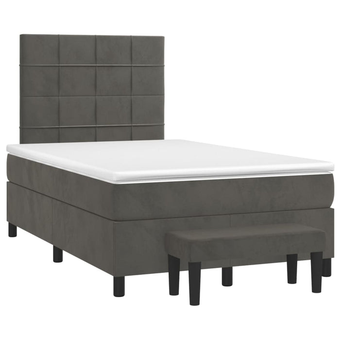 Pat box spring cu saltea, gri închis, 120x200 cm, catifea - WALTI WALTI