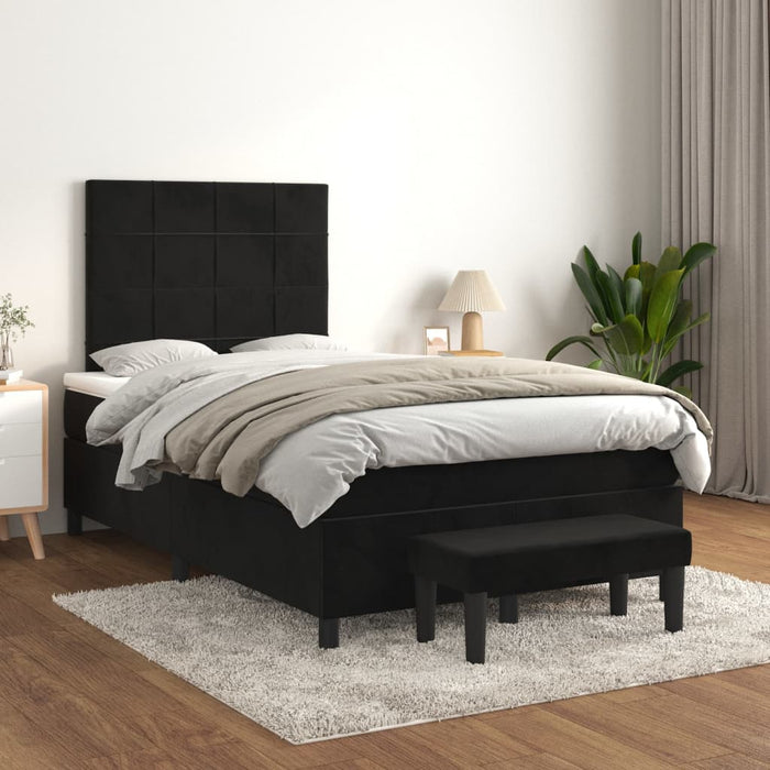 Pat box spring cu saltea, negru, 120x200 cm, catifea - WALTI WALTI