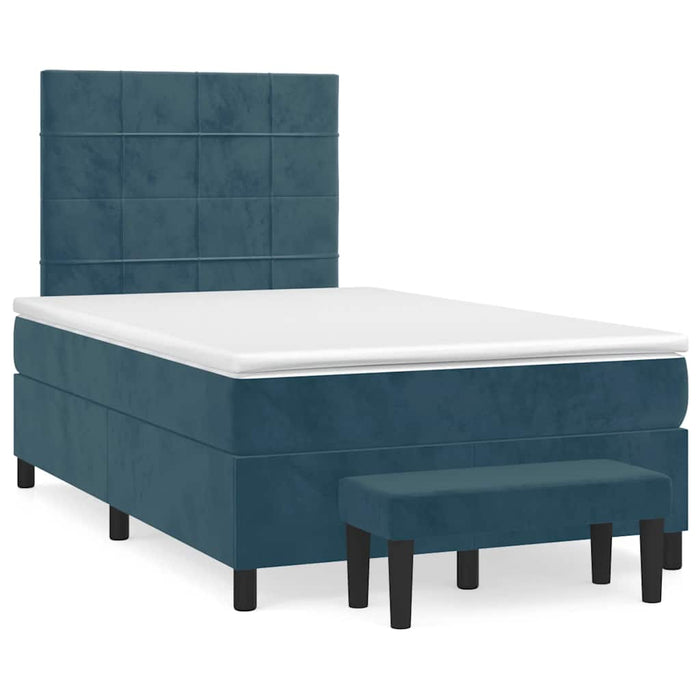 Pat box spring cu saltea, albastru închis, 120x200 cm, catifea - WALTI WALTI