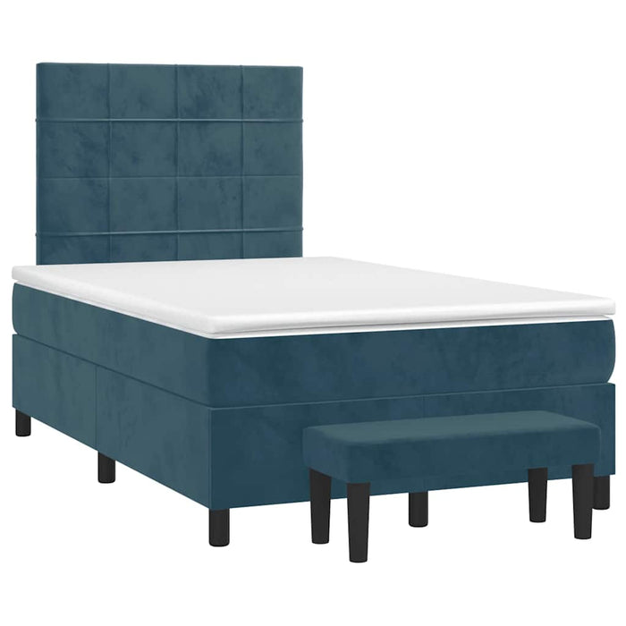 Pat box spring cu saltea, albastru închis, 120x200 cm, catifea - WALTI WALTI
