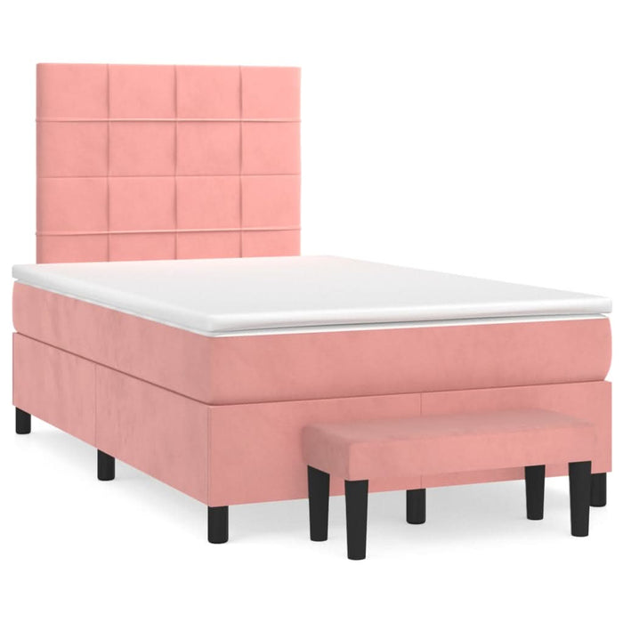 Pat box spring cu saltea, roz, 120x200 cm, catifea - WALTI WALTI
