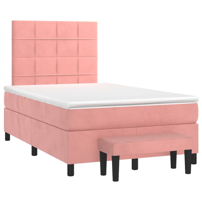 Pat box spring cu saltea, roz, 120x200 cm, catifea - WALTI WALTI