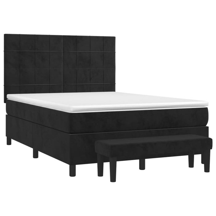Pat box spring cu saltea, negru, 140x190 cm, catifea - WALTI WALTI