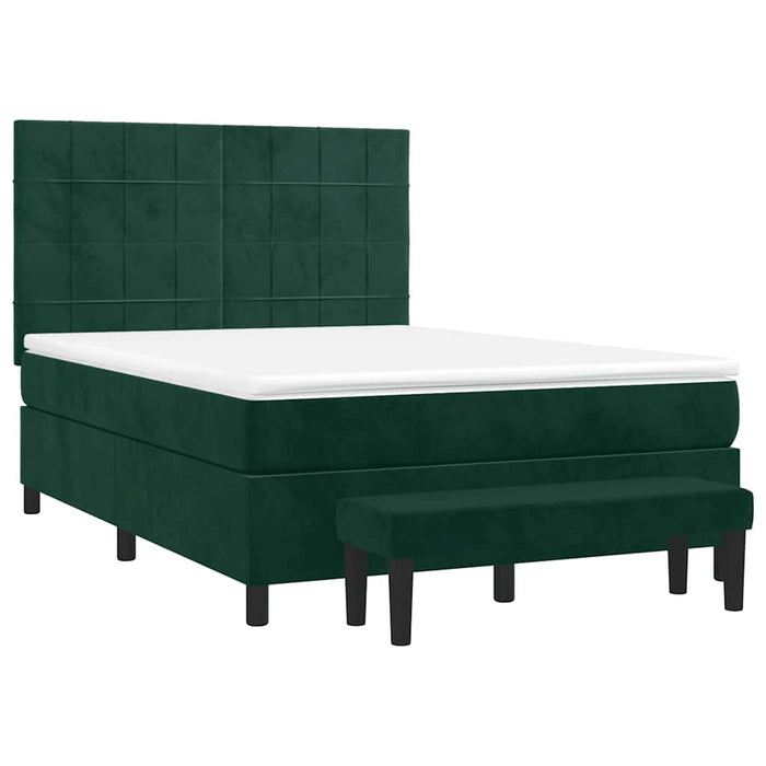 Pat box spring cu saltea, verde închis, 140x190 cm, catifea - WALTI WALTI