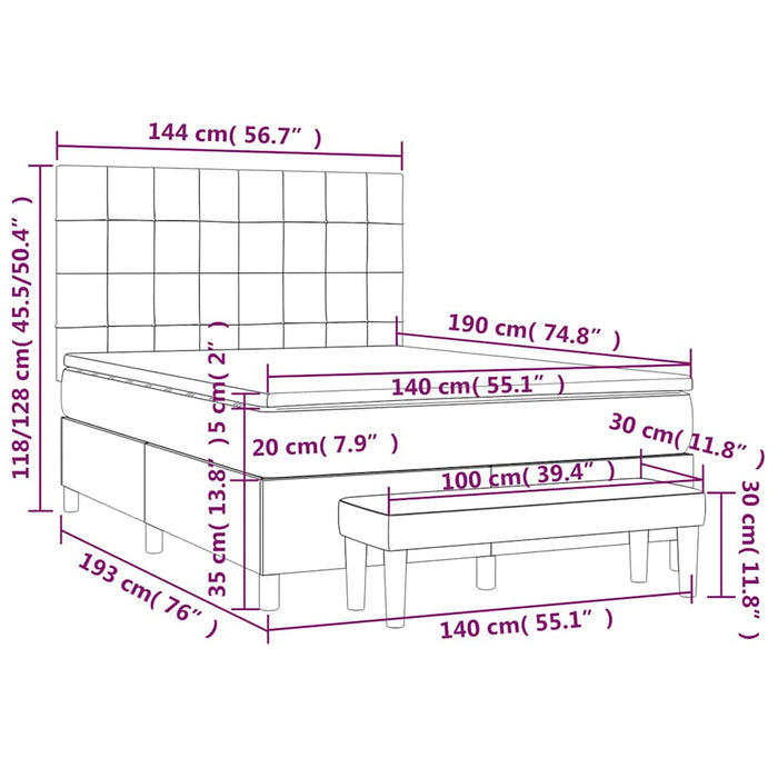 Pat box spring cu saltea, verde închis, 140x190 cm, catifea - WALTI WALTI
