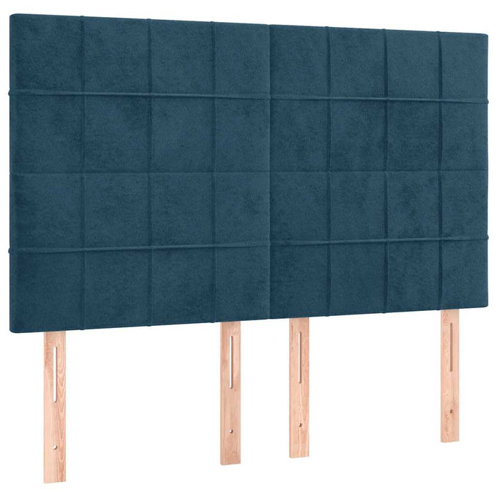 Pat box spring cu saltea, albastru închis, 140x190 cm, catifea - WALTI WALTI