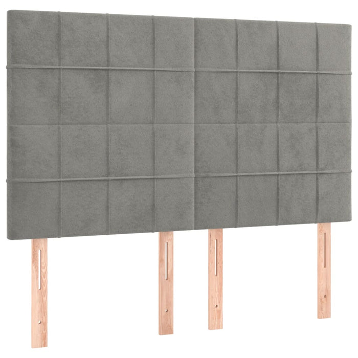 Pat box spring cu saltea, gri deschis, 140x200 cm, catifea - WALTI WALTI