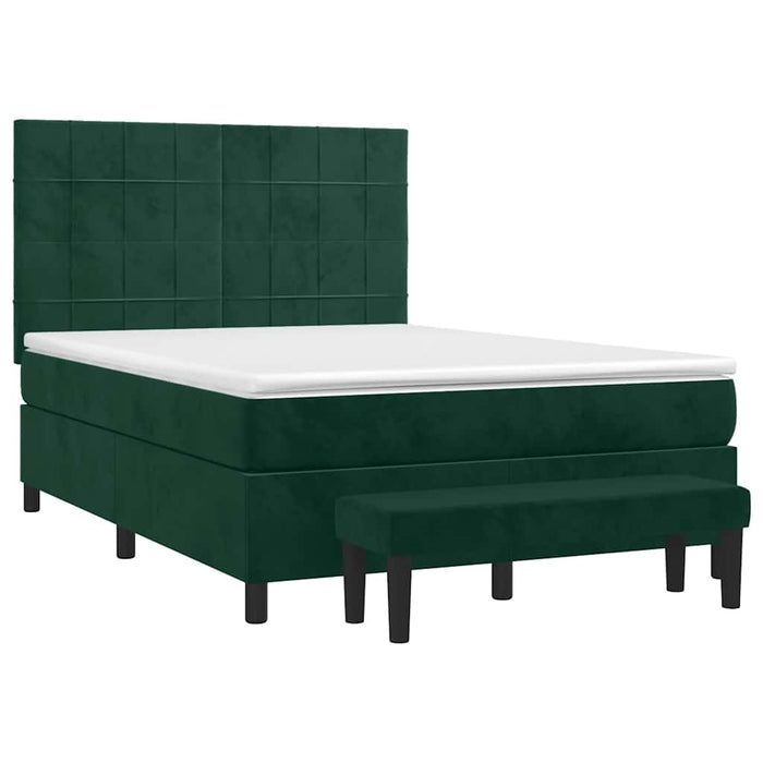 Pat box spring cu saltea, verde închis, 140x200 cm, catifea - WALTI WALTI