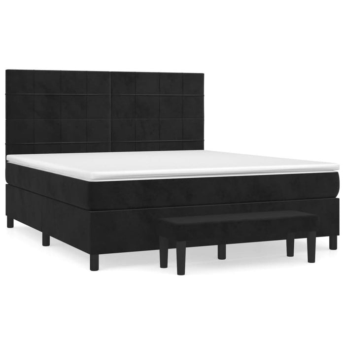 Pat box spring cu saltea, negru, 160x200 cm, catifea - WALTI WALTI