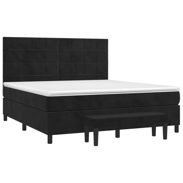 Pat box spring cu saltea, negru, 160x200 cm, catifea - WALTI WALTI